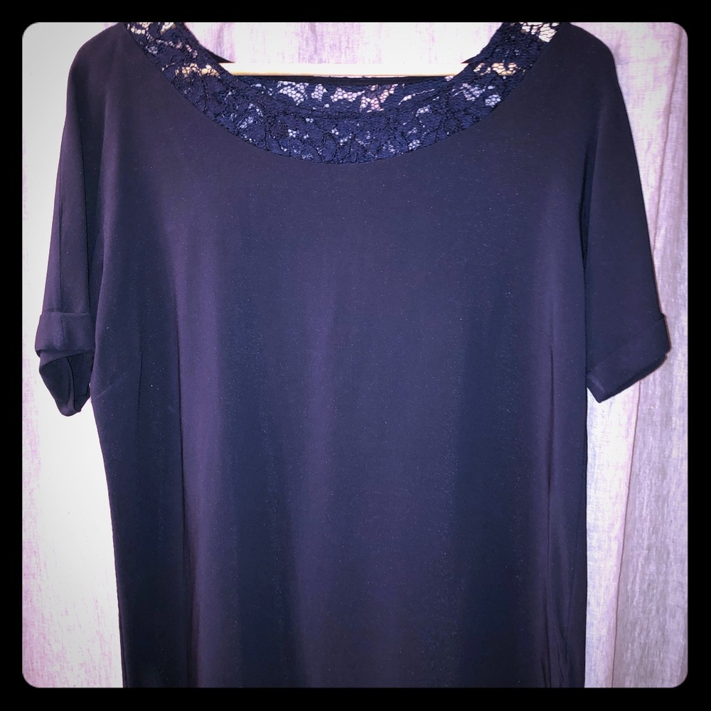 Erdem short-sleeve crepe top, navy sz. 10
